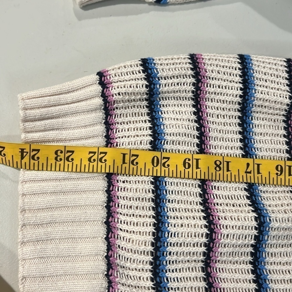 LOFT Cotton V Neck Sweater Beige with stripes Size XL - Picture 7 of 9